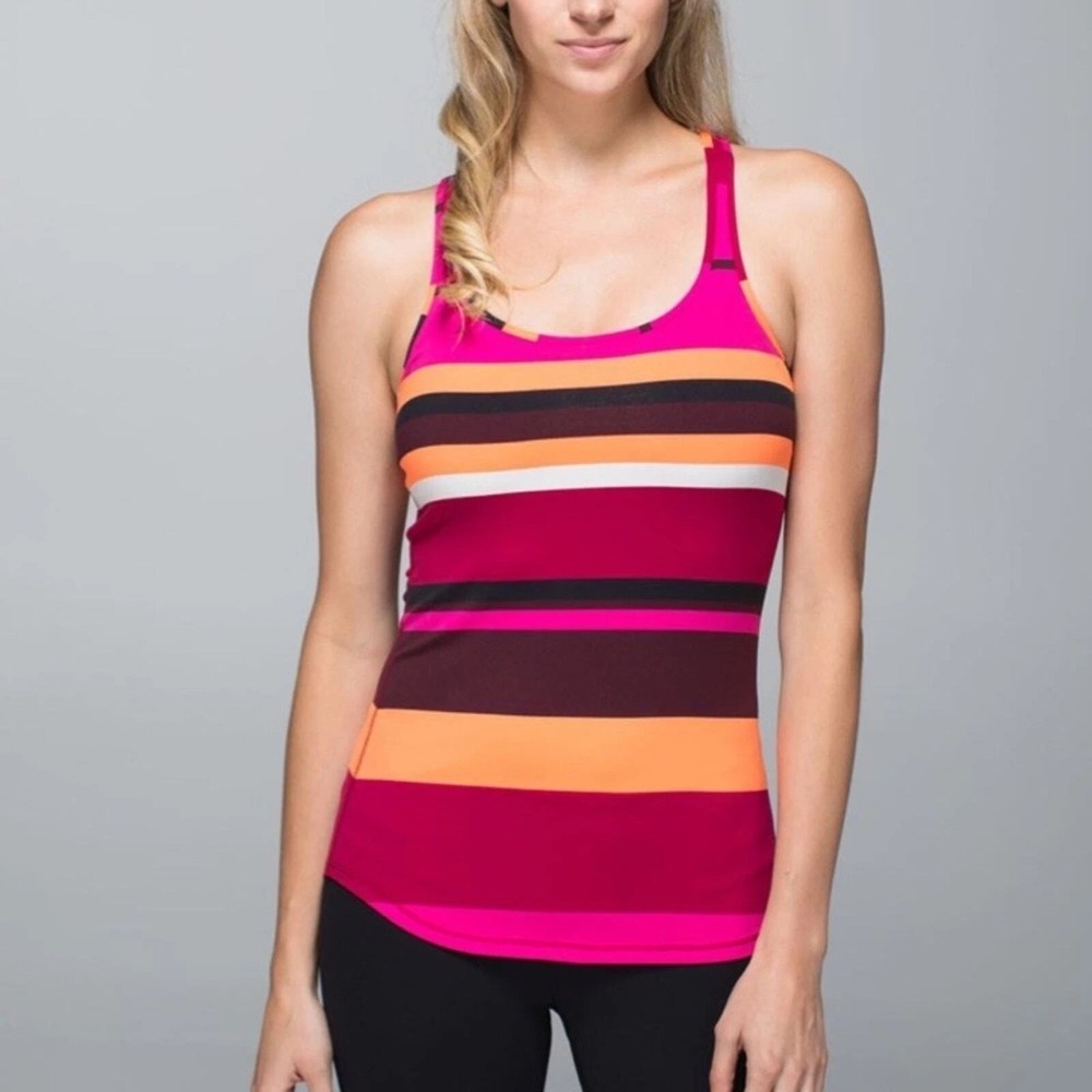 Lululemon Refresh Tank Blossom Stripe Bumble Berry Ghost Striped Racerback Top